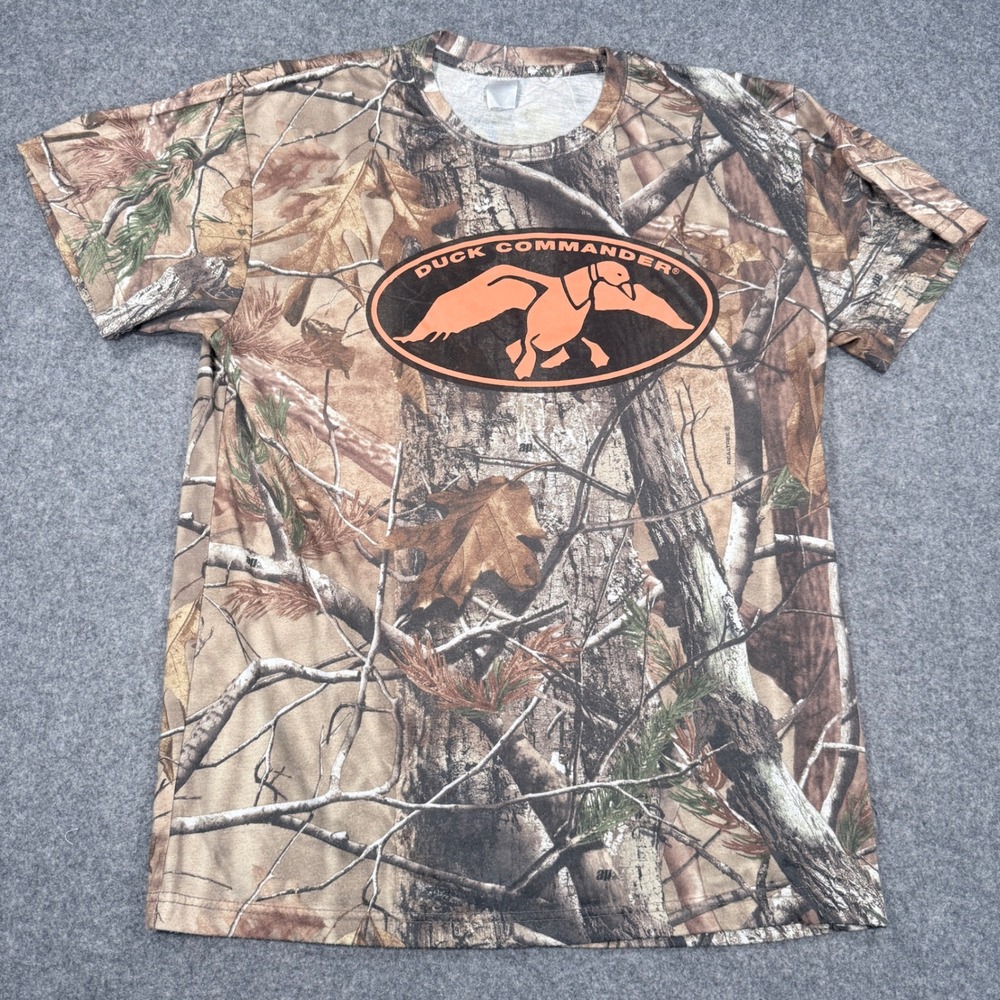 Duck Commander Mens Realtree AP Camo Orange Logo Short Sleeve T-Shirt Size M